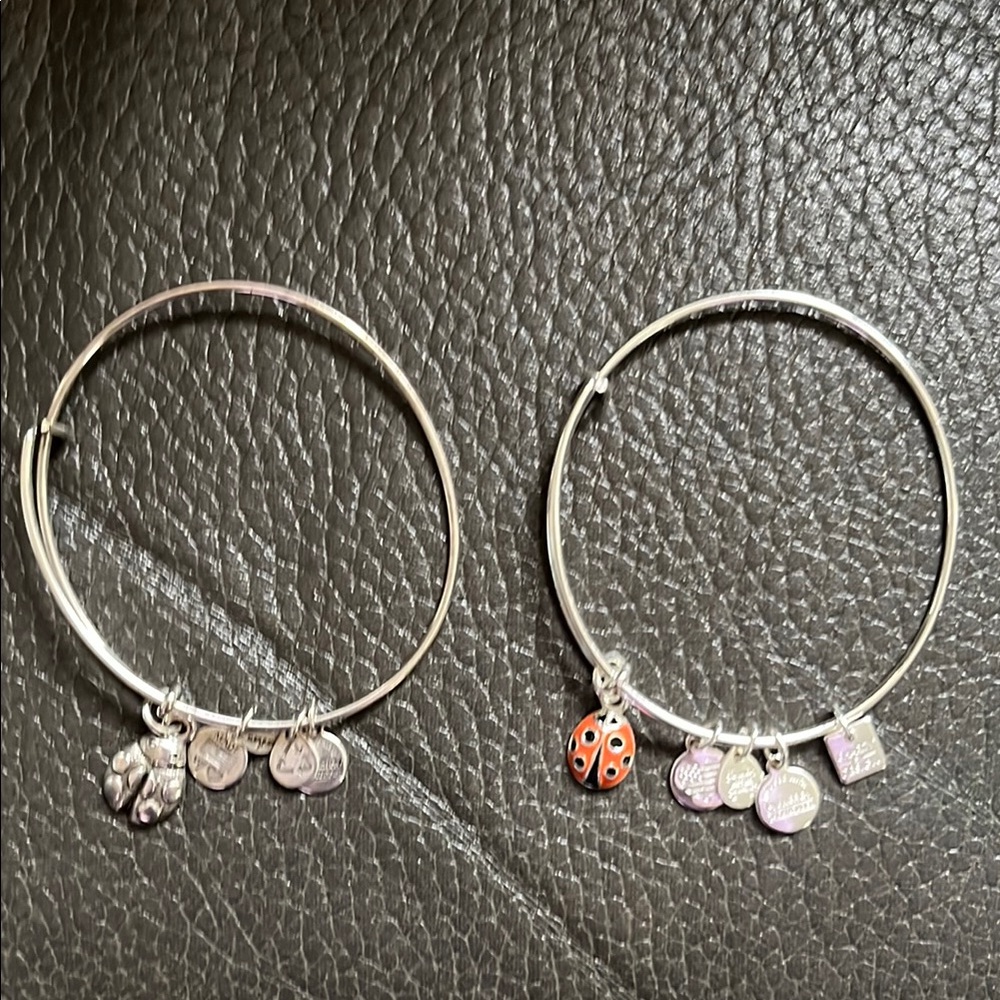 Alex and ani two silver like Charm Bracelets with Ladybugs